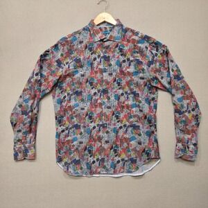 Visconti Black Men's Multicolored Long‎ Sleeve Button Up Shirt Size Large